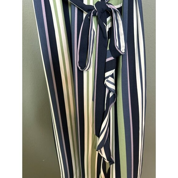 Ann Taylor LOFT Women's Medium Sleeveless Midi Wrap Dress Striped NWT - Picture 13 of 16